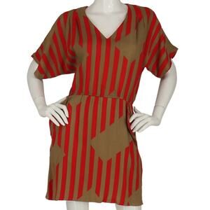 Vintage Mindy Malone Striped Art Mod Retro Mini Dress